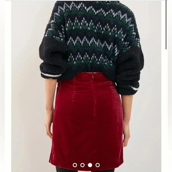 Anthropologie Raspberry Red Montie Velvet Holiday Party Mini Skirt Size 6 Small - Picture 5 of 5